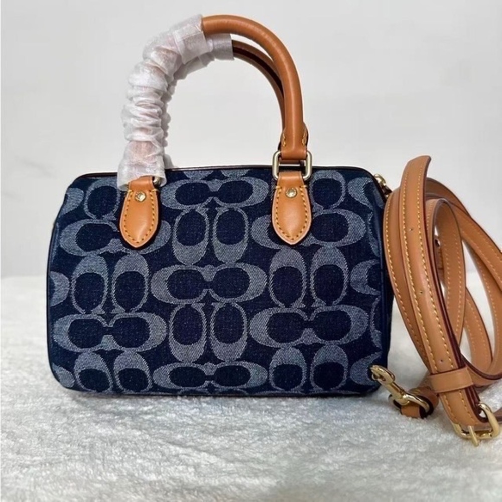 Coach Rowan Satchel Bag In Signature Denim Canvas NWT CY699 - Picture 2 of 5
